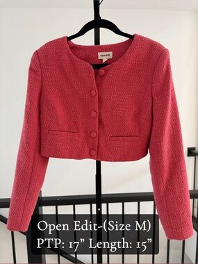 Women's Cropped Pink Tweed Jacket